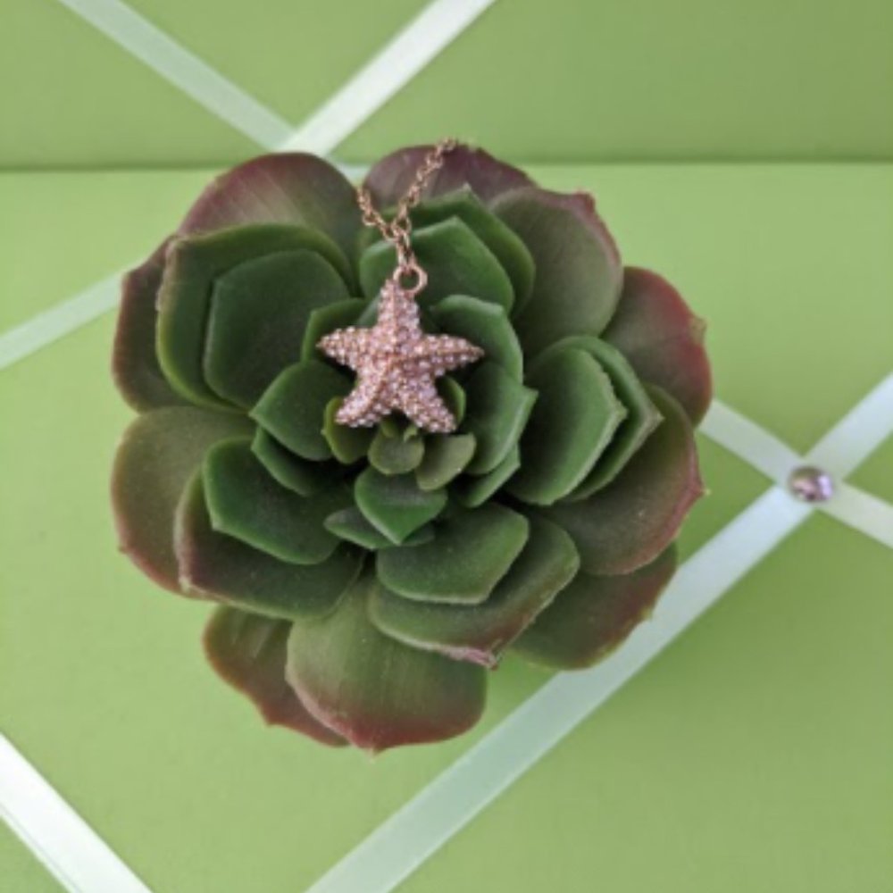 J. Crew Starfish Necklace with Pave Crystals